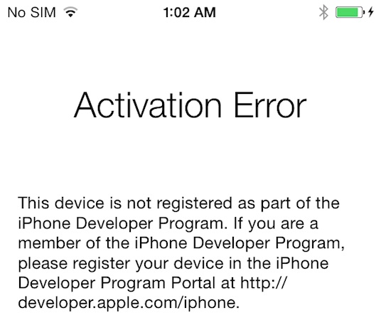 iOS Erreur Activation Developpeur