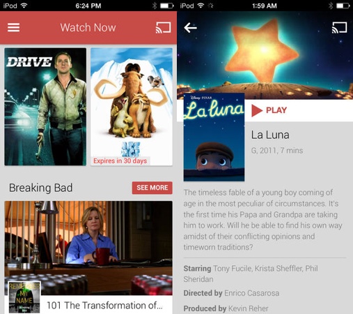 Google Play Films et TV iPhone