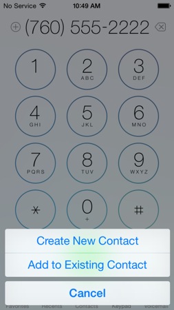 iOS 7.1 beta 4 Ajout rapide contact