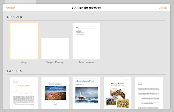 iWork pour iCloud Pages Design iOS 7