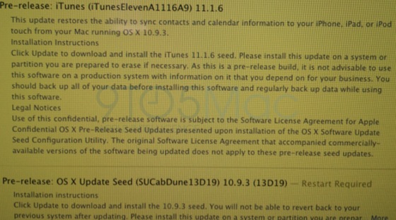 OS X 10.9.3 iTunes 11.1.6 Beta Employes