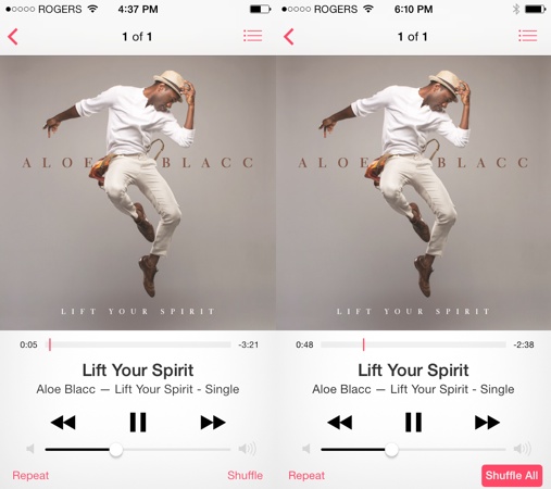 iOS 7 vs iOS 7.1 Musique