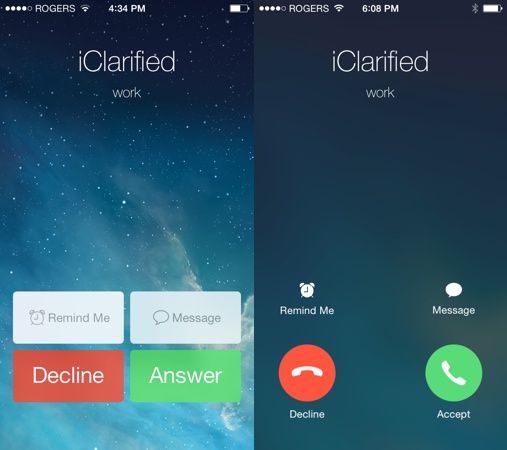 iOS 7 vs iOS 7.1 Telephone 2