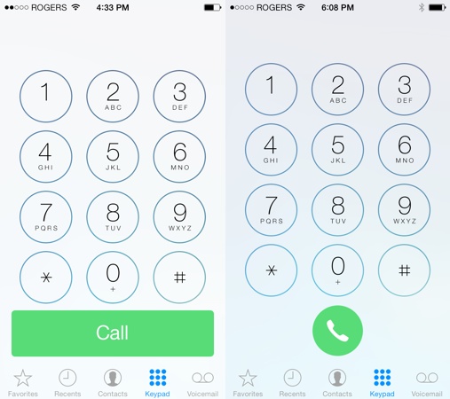 iOS 7 vs iOS 7.1 Telephone
