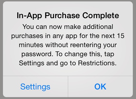 iOS 7.1 Alerte Achat Integre