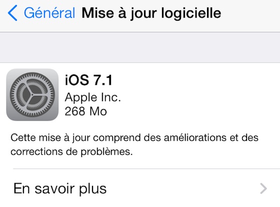 iOS 7.1 Disponible