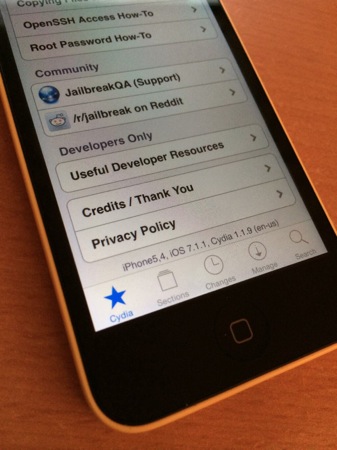 iPhone 5c iOS 7.1.1 Jailbreak i0n1c