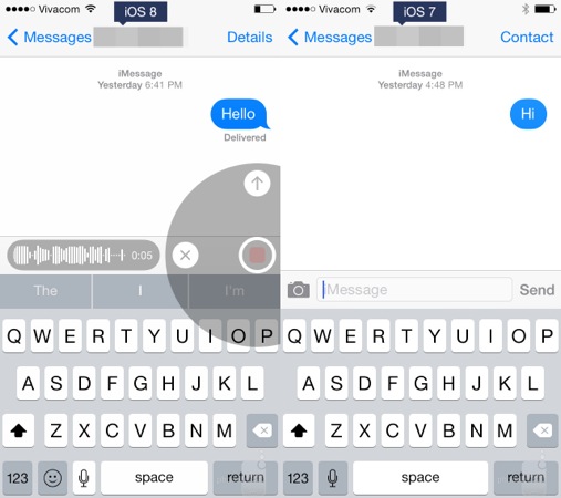 iOS 7 vs iOS 8 Application Messages
