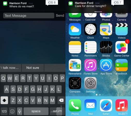 iOS 7 vs iOS 8 Notification Message