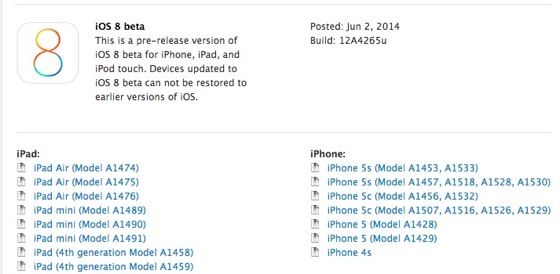 iOS 8 Beta Dev Center