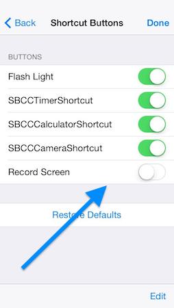 iOS 8 Reglage Cache Enregistrer Ecran