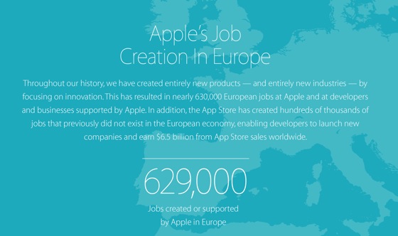 Apple Europe 629 000 Emplois