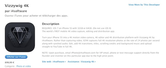 Vizzywig 4K Application iPhone Fiche App Store