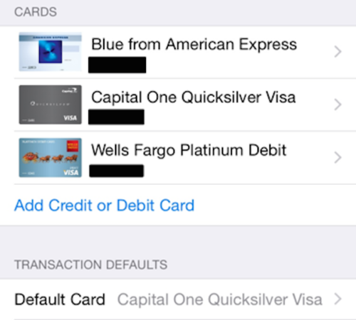 ApplePay credit card