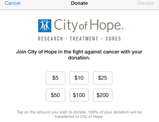 Dons iTunes City of Hope Cancer