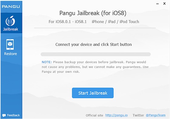 Jailbreak iOS 8 Pangu 1.1 Windows