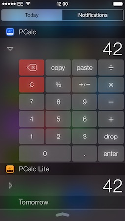 PCalc Widget iOS 8