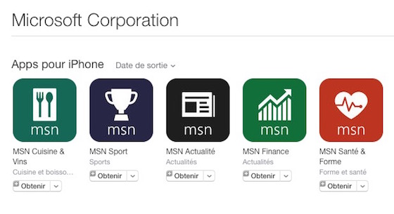 Applications MSN Microsoft iPhone iPad