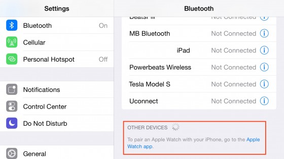 iOS 8.2 Beta 4 Reglages Bluetooth Apple Watch