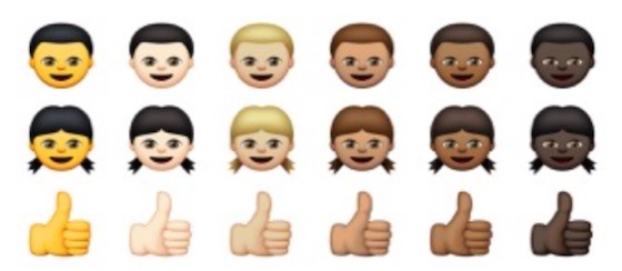 Emoji Diversifies iOS 8.3 Personnages