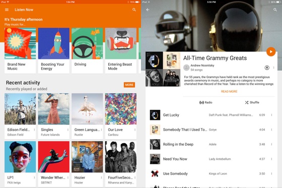 Google Play Musique iPad