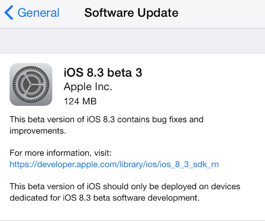iOS 8.3 Beta 3