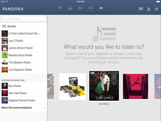 Pandora Application iPad