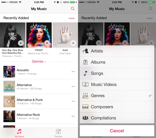 iOS 8.4 Beta Application Musique