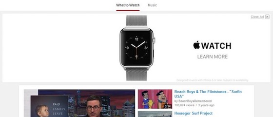 Apple Watch Banniere Publicite YouTube 2