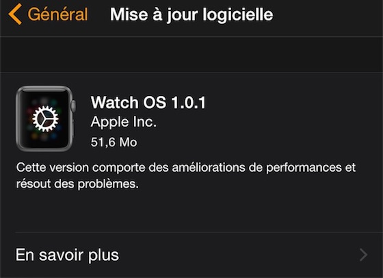 Apple Watch Watch OS 1.0.1 Disponible