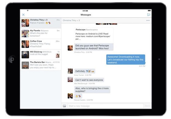 Twitter Application iPad Messages Groupes