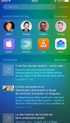 iOS 9 Siri Suggestions