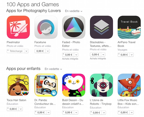 App Store Promotion 100 Jeux Applications