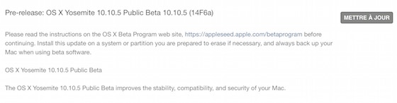 OS X 10.10.5 Beta Publique