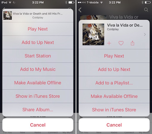 iOS 9 Beta 4 Application Musique