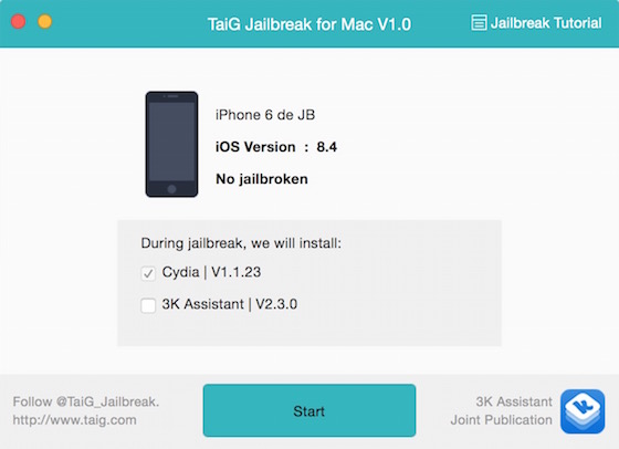 TaiG Jailbreak iOS 8.4 Mac