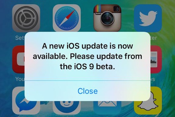 iOS 9 Beta Alerte