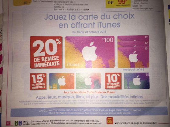 Carte iTunes Promo Carrefour Octobre 2015