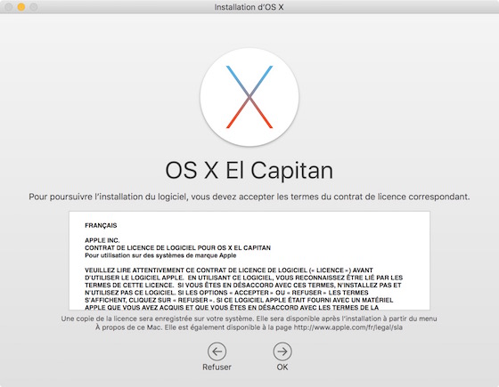 OS X El Capitan Contrat Licence