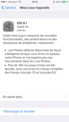 iOS 9.1 Disponible