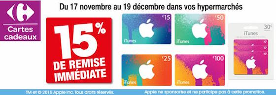 Cartes iTunes Promo Carrefour 2015