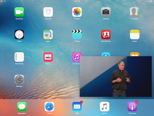 iPad iOS 9 Image Dans Image