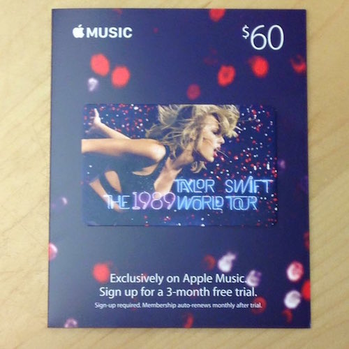 Apple Store Taylor Swift 1989 Tour Carte Cadeau