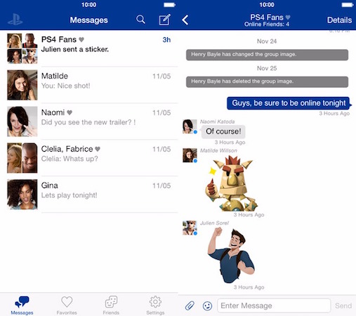 PlayStation Messages Application iPhone