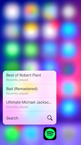 Spotify 3D Touch