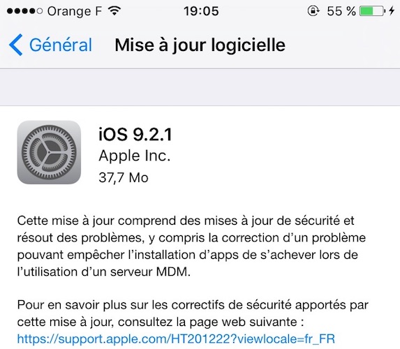 iOS 9.2.1 Disponible