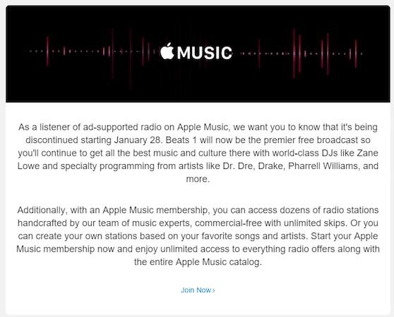 iTunes Radio Email Arret