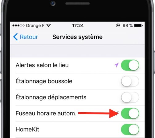 iOS Fuseau Horaire Automatique