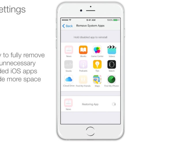 Concept iOS 10 Effacer Apps