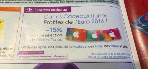 Carte iTunes Promotion Carrefour Mai 2016